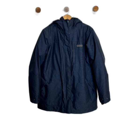 Columbia Interchange Mens Coat Long Sleeve Size XXL Navy Blue Hooded